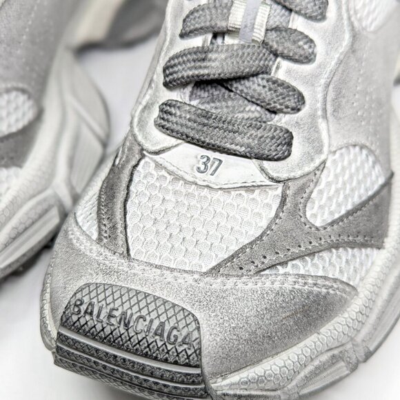 Balenciaga 3XL Distressed Suede & Mesh Sneakers Light Grey Size 37 MSRP $1,130 - Picture 7 of 15